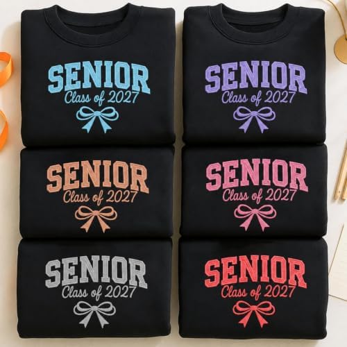 Love Signal Custom Embroidered Senior 2027 Sweatshirt, Personalized Class of 2027 Sweatshirt, Graduation Hoodie for Him Her - Image 5