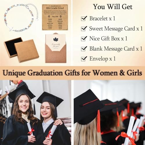 Graduation Gifts for Her- Class of 2026 Primary Middle High School College Grad Gift, Adjustable Stainless Steel Beaded Cross Bracelet for Girls & Women - Image 5