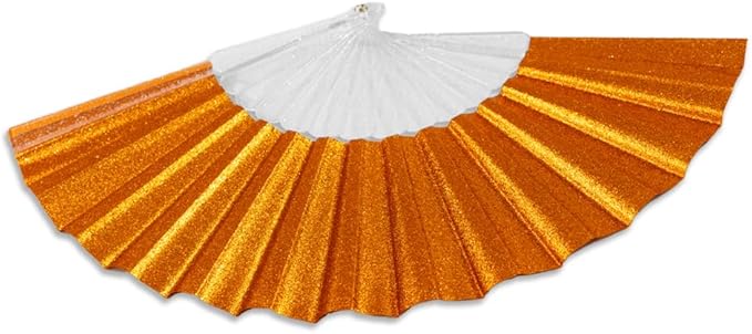 Flags Importer Glitter Orange Small Hand Fan (Clear Handle)