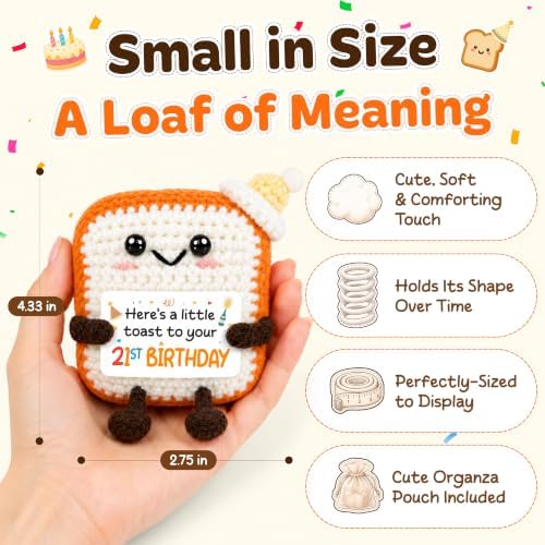 OASSIE 21st Birthday Gifts for Him Her - Positive Crochet Toast Decor - Image 4
