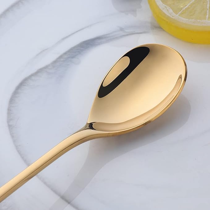 Buyer Star 8-Inch Long Handle Iced Tea Spoons, Ice Cream Spoon, Stainless Steel Cocktail Stirring Spoons, Set of 8 (Gold)