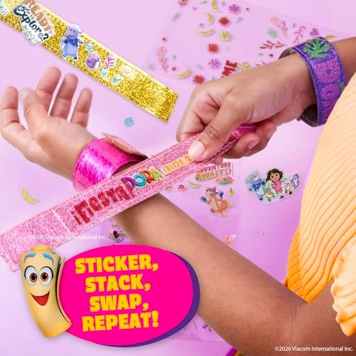 Dora Sparkle Bracelets, Reversible Bracelet Design with Easy Tab Closures, Includes Over 100 Glitter and Puffy Stickers - Image 3