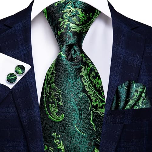 Hi-Tie Lot 5 Pcs Gift Box Mens Tie Set Necktie with Pocket Square Cufflinks Silk Neck Tie Collection - Image 4