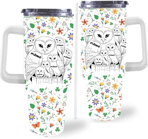Gifts for Mom from Daughter Son, Personalized Mama Bear Tumbler with Handle and Straw, Custom Mom Coffee Tumbler with Kids Names, Personalized Mothers Day Gift for Women, Her, New Mom, Grandma by Artsadd
