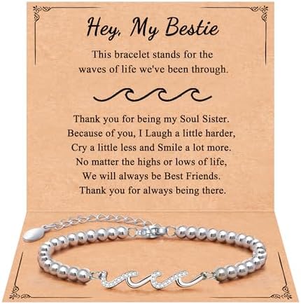 QWNHONEY Waves of Life Bracelet Inspirational Birthday Gifts for Bestie Sister 16th 18th 21st 30th 40th 50th 60th Birthday Gifts for Women by QWNHONEY