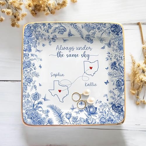 LOVELYPOD Personalized Best Friends Jewelry Tray, Custom Long Distance Friendship Gift, Gifts for Best Friend Long Distance, Sister Gift, BFF Gift by LOVELYPOD