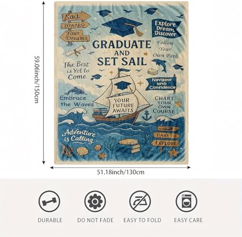 Graduation Gift Blanket, Inspirational Quote Throw for High School & College Grads, Unique Keepsake for Her or Him, Dorm Decor, 50'' x 60'', Grad Gifts, Birthday & Christmas - Image 3