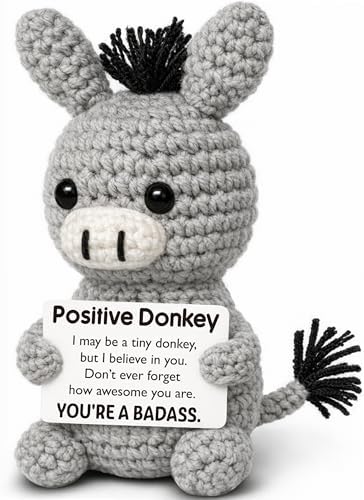 Graduation Stuffers for Women Men Adult Teen - Positive Donkey Crochet for Birthday Gifts Daily Affirmation Support for Her Him, Funny Inspirational Self Care Holiday Essentials by FRABACA