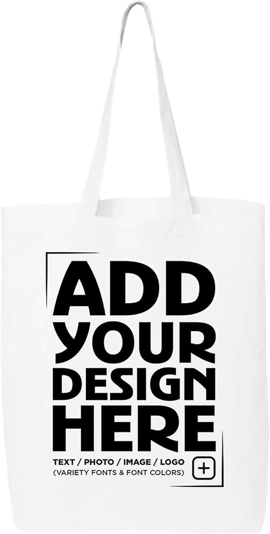 shop4ever Personalized Custom Design Your Own Eco Cotton Tote Reusable Shopping Bag Customizable Gift