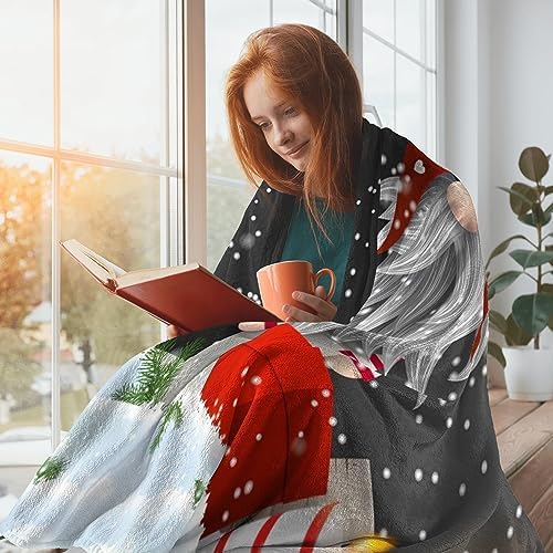 Christmas Throw Blanket, Merry Christmas Gnome Xmas Gifts Winter Snowflakess, Living Room/Bedroom/Sofa Couch Warm Soft Bed Flannel Blanket for Children Adults All Season 80"X60" - Image 5