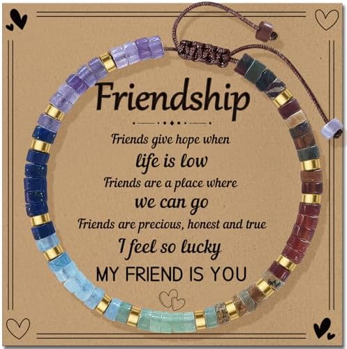 Inspirational Christmas Bracelet Gifts for Women: Healing Natural Stone Bracelet - Thinking of You Get Well Soon Birthday Gifts for Friend Sister Bestie BFF by ZOKCC
