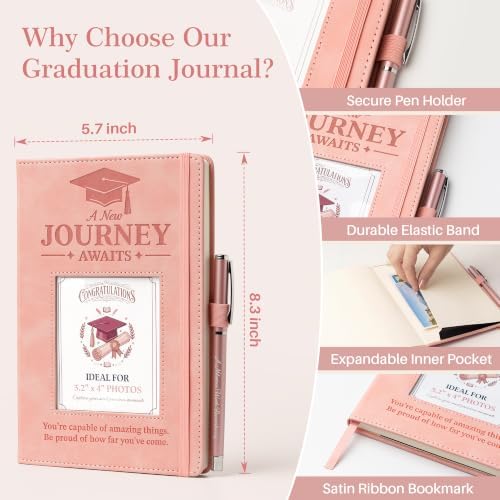Graduation Journal for Her with Photo Frame - A New Journey Awaits A5 Notebook & Pen Gift Set, Memorable Farewell Gift for Coworker, Retirement Gifts for Women, Going Away, New Job - Image 4