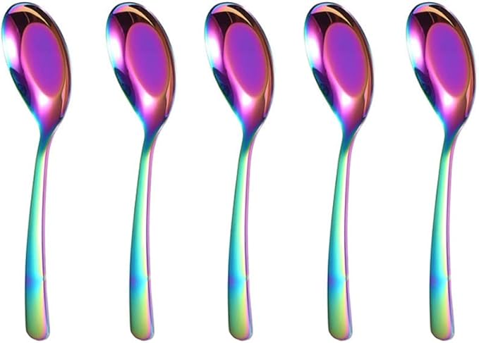 Symphony 5 PCS Stainless Steel Mirror Finish Serving & Dessert Spoons for Soup, Rice, Tea, Milk, Coffee & Ice Cream