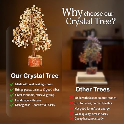 YATSKIA Citrine Tree | Gemstone Money Tree Feng Shui Crystals Decor | Bonsai Tree Decor | Feng Shui Money Tree | Birthday Gifts for Women | 10 Inch 300 Beads - Image 6