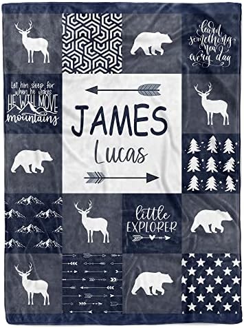 MDPrints Woodland Personalized Baby Blankets for Boys, Personalized Baby Gifts with Name, Customized Baby Blanket, Newborn Boy Gift, Soft Fleece by MDPrintsGlobal