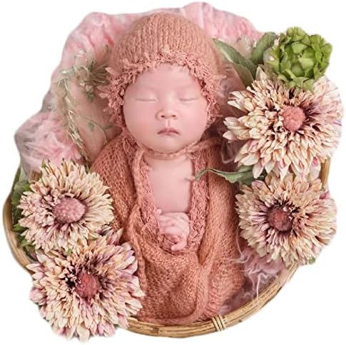 Baby Photography Props Luxurious Lace Hat with Blanket (Orange) by NewbornPhotographyProps