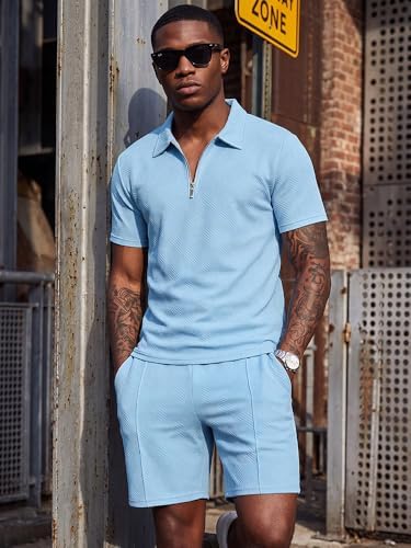 Men's Summer Outfits 2-Piece Polo Short Sets Shirt Sweatsuit - Image 6
