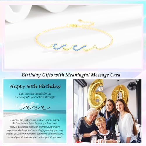 Wave Bracelet Gifts for Women, Silver Gold Waves of Life Bracelet Christmas Birthday Gift for Friend Daughter Mom Granddaughter Niece Bestie BFF Sister - Image 2