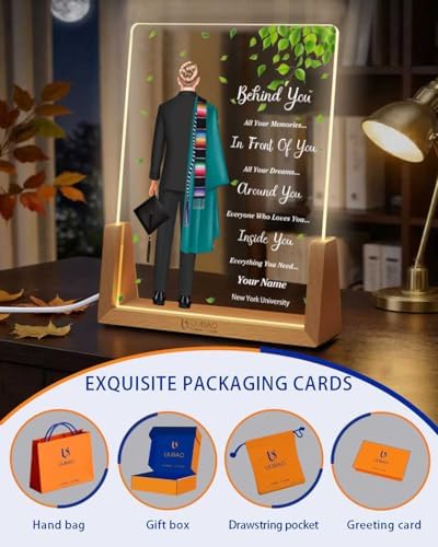 Personalized Name Graduation Gifts Custom Night Light LED Table Lamp Portrait Creator for Him 2026 University High School Keepsake(Boy I) - Image 4