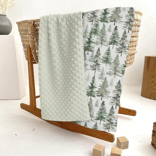 Vintage Green Pine Trees Baby Blankets for Girl Boy Soft Mink Dotted Backing Double Layer Gender Neutral Trees Swaddle Receiving Blanket Toddler Winter Christmas Pines Nursery Bed Blanket 30x40 - Image 6