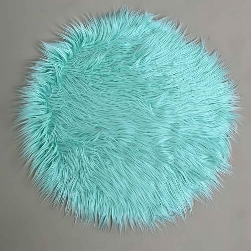 Newborn Photo Props Faux Fur Round 23.6 inch Soft Baby Boy Girl Photo Blanket Studio Photo Mat (Mint) - Image 6