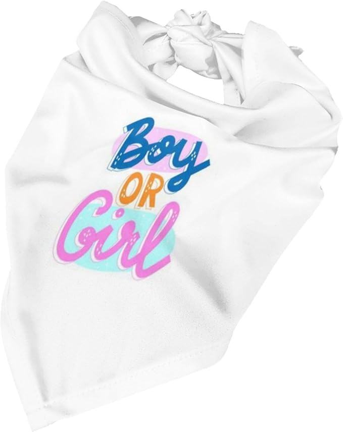 He Or She What Will It Be? Gender Reveal/Baby Announcement Dog Bandana,Pet Neckerchief for Pets Daily Wear Photo Prop Party Supplies (White -2)
