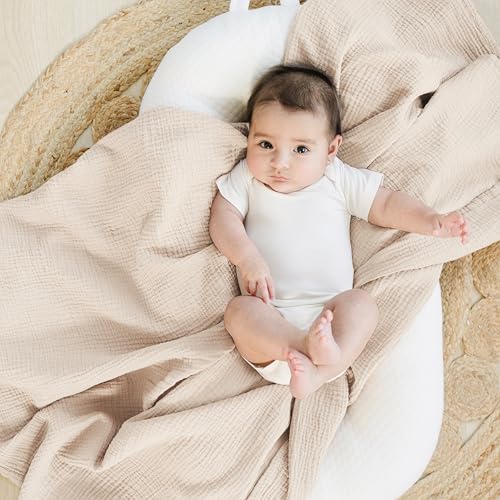 Konssy Muslin Swaddle Blankets, 100% Cotton Receiving Blankets, 47"x 47" - Image 2
