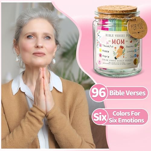 Bible Verse Jar for Mom, Bible Verses in A Jar for Emotional Support and Inspiration,Birthday & Mothers Day Gift for Mom,Christian Gift for Women, Prayer Cards With a Ribbon & Greeting Card - Image 3