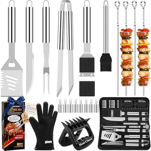 Romanticist 23pcs Stainless Steel BBQ Grill Tools & Accessories Kit, Silver by ROMANTICIST
