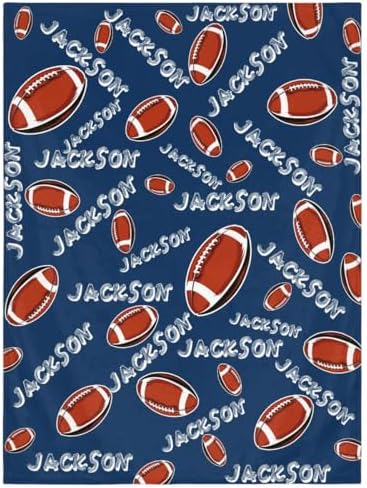 Personalized Baby Blankets for Girls Boys, Custom Baby Blanket with Name Swaddle Toddler Fleece Blanket Personalized Gift Football Text by RIRIX