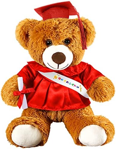 Foilswirl Graduation Bear 2026 with Gown Cap Tassel 9” Red Graduation Stuffed Animal Plush Bear Toy for Class of 2026 Prek Preschool Kindergarten High School College Graduate Gift by Foilswirl