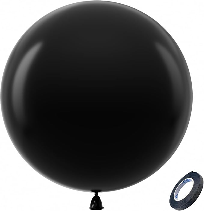 Bezente Black Giant Balloons 36 Inch - 8 Pack Jumbo Large Round Latex Balloon for Photo Shoot Birthday Graduation Bridal Shower Gender Reveal Halloween Party Decorations
