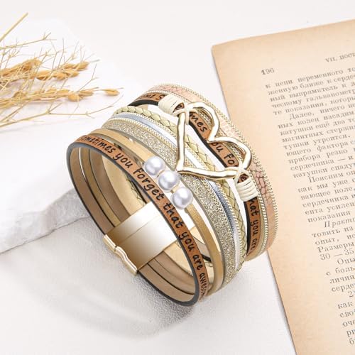 Desimtion Leather Wrap Bracelets for Women, Hidden Inspirational Message - Image 2