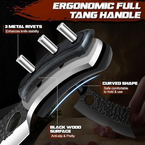 ROCOCO Meat Cleaver Butcher Knife - Full Tang Knife & Sheath Gift Idea Men - Image 5