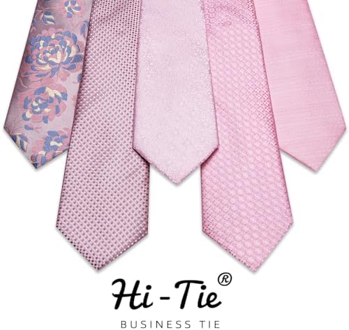 Hi-Tie Lot 5 Pcs Gift Box Mens Tie Set Necktie with Pocket Square Cufflinks Silk Neck Tie Collection - Image 2