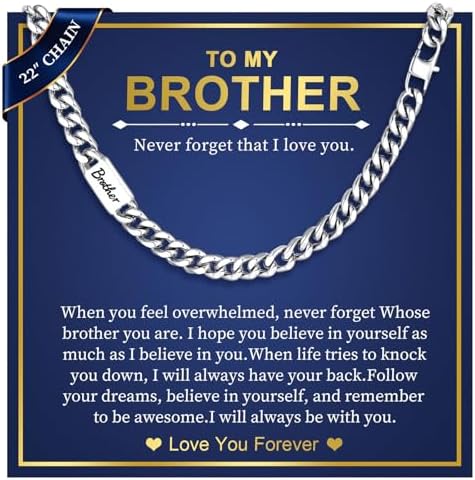 MEALGUET Cuban Link Chain Necklace for Men : Men's 316L Stainless Steel Silver Love You Forever Engraved Curb Chains Necklaces for Son Grandson Nephew Boyfriend, Jewelry Gifts for Birthday Valentines by MEALGUET