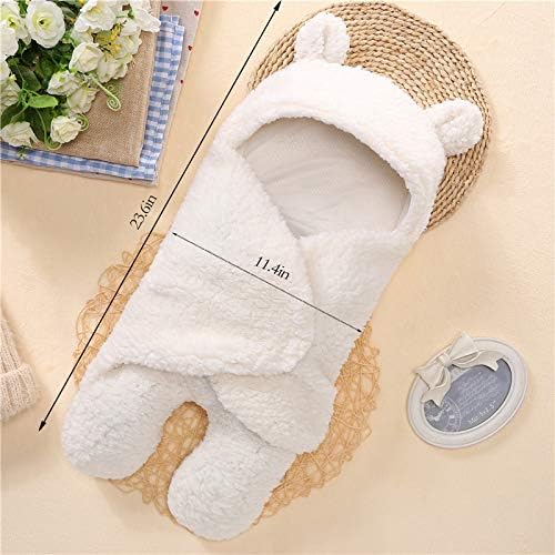 Nunibum Baby Swaddle Blanket Boys Girls Cute Bear Plush Essential Receiving Blanket Ultra-Soft Newborn Registry Sleeping Wraps for Infant 0-6 Months - White - Image 2
