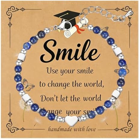 Graduation Gifts， Class of 2026 Natural Gemstone Graduation Bracelet for Her - Gift for Middle School, High School & College Women Graduates by Unknown