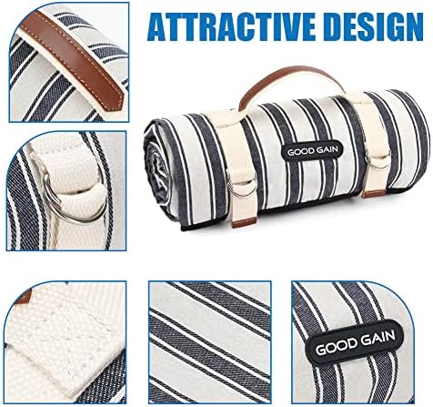 G GOOD GAIN Waterproof Picnic Blankets Outdoor Machine Washable, Berry Blue - Image 3