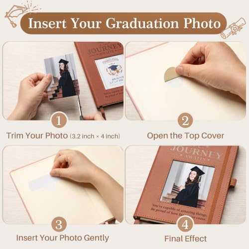 Graduation Gift for Her Him Journal with Photo Frame - A New Journey Awaits A5 Notebook & Pen Gift Set, Memorable Farewell Gift for Coworker, Retirement Gifts for Women, Going Away, New Job - Image 3