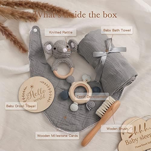 EERKEOD Baby Gift Set for Newborn New Baby Gift Set - Newborn Baby Essentials Baby Bath Set with Baby Blanket Baby Rattle - New Born Baby Girls Gift & Baby Boy Gifts for Baby Shower - Image 2