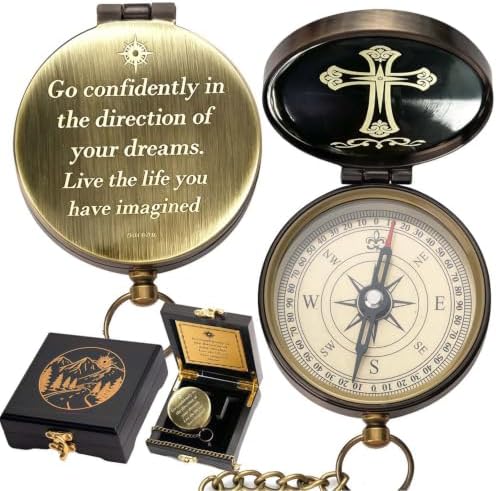 Compass - Luxury Unique Bible Verse/Graduation Gifts/Gifts for Veterans Day, College, High School, Cool Birthday Gift Idea for Son, Boys, Motivational Greeting Card Included by Unknown
