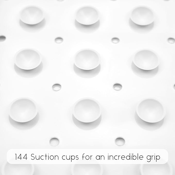 Bathtub Mat Non Slip, Get Naked Square Bath tub Mat Shower Floor Mat with Suction Cups for Adults Kids Elderly 21 X 21 Inch
