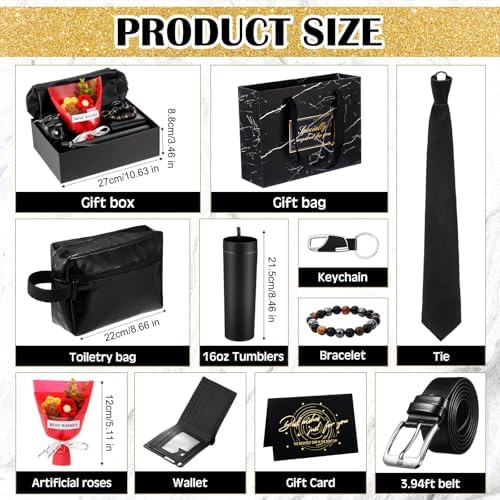 Tioncy 10 Pcs Mens Gift Set, 16oz Tumbler Wallet Belt Tie,Sunflower - Image 2