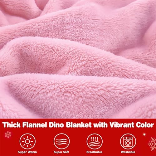 Waitu Dinosaur Wearable Blanket Hoodie Funny Halloween Costumes Gifts for Women Men Boys Girls, Zipper Hoodie Blanket Sweatshirt Cozy Unisex Flannel Dinosaur Costume Cute Gifts (Kids, Bright Pink) - Image 5