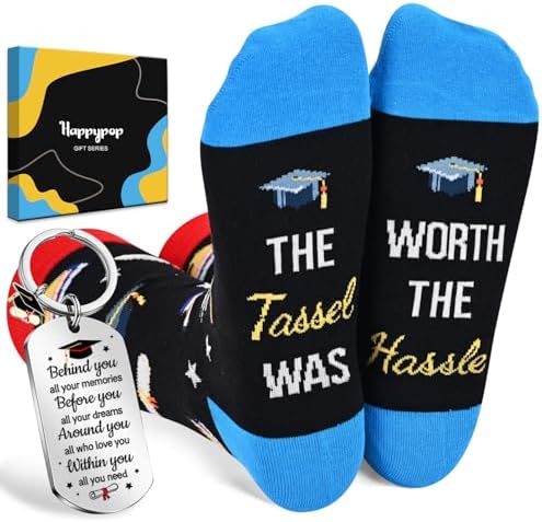 HAPPYPOP Funny Socks with with Keychain - Teacher Appreciation Graduation Gifts for Women Men by HAPPYPOP
