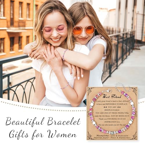Gifts for Women Moonstone Bracelet, Amazonite Imperial Jasper Bracelets - Image 7