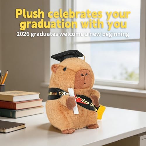 Graduation Decorations 2026 Capybara Plush, 9.05 Inch Class of 2026 Graduation Plush Capybara Stuffed Animal,Cute Graduation Gifts for Kindergarten, High School, and College Graduates(capybara) - Image 3