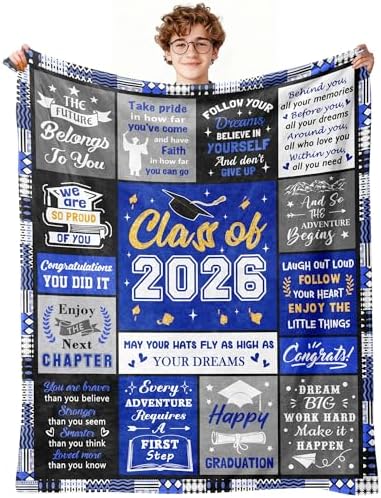 2026 Graduation Gift for Him, Class of 2026 Throw Blanket 60"x50" by Uckoq