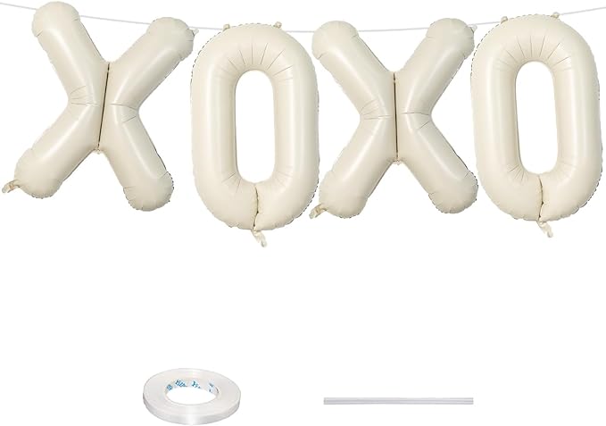 40 Inch Beige XOXO Balloons, Large Cream Mylar Foil Balloon Letter for Valentine's Day, Ivory White Sand XOXO Alphabet Banner Sign for Wedding, Engagement, Marriage, Bridal Shower, Party Decorations